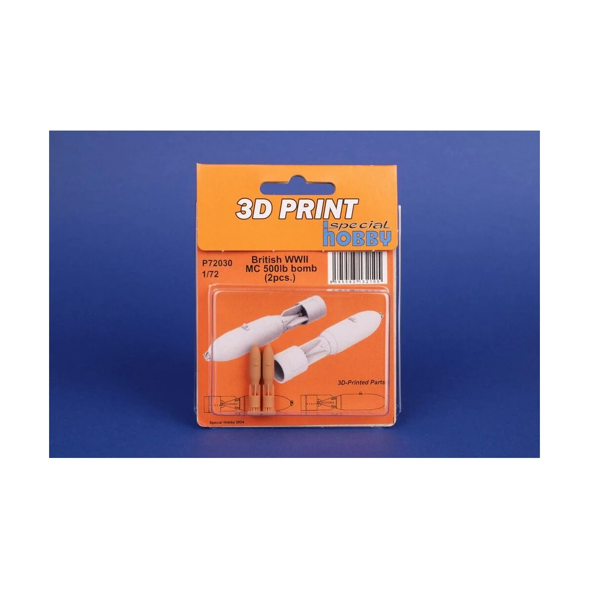 British WWII MC 500lb bomb Mk.IV (2pcs.), 1/72 - CMK 129-P72030