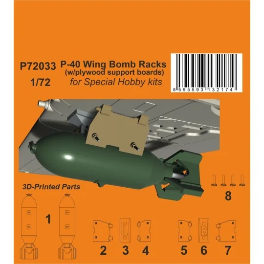 P-40 Wing Bomb Racks (w/plywood support boards), 1/72 - CMK 129-P72033
