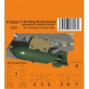 P-40 Wing Bomb Racks (w/plywood support boards), 1/72 - CMK 129-P72033