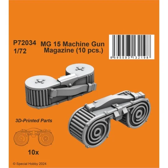 MG 15 Machine Gun Magazine (10 pcs.), 1/72 - CMK 129-P72034 MG 15 Machine Gun Magazine (10 pcs.), 1/72 - CMK 129-P72034