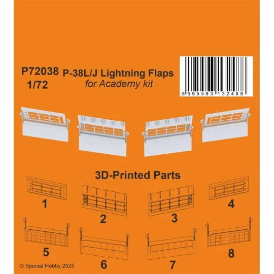 P-38L/J Lightning Flaps 1/72 / for Academy kit, 1/72 - CMK 129-P72038 P-38L/J Lightning Flaps 1/72 / for Academy kit, 1/72 - CMK 129-P72038