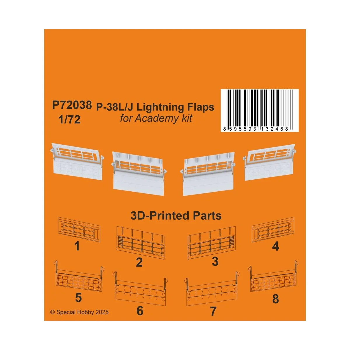 P-38L/J Lightning Flaps 1/72 / for Academy kit, 1/72 - CMK 129-P72038 P-38L/J Lightning Flaps 1/72 / for Academy kit, 1/72 - CMK 129-P72038