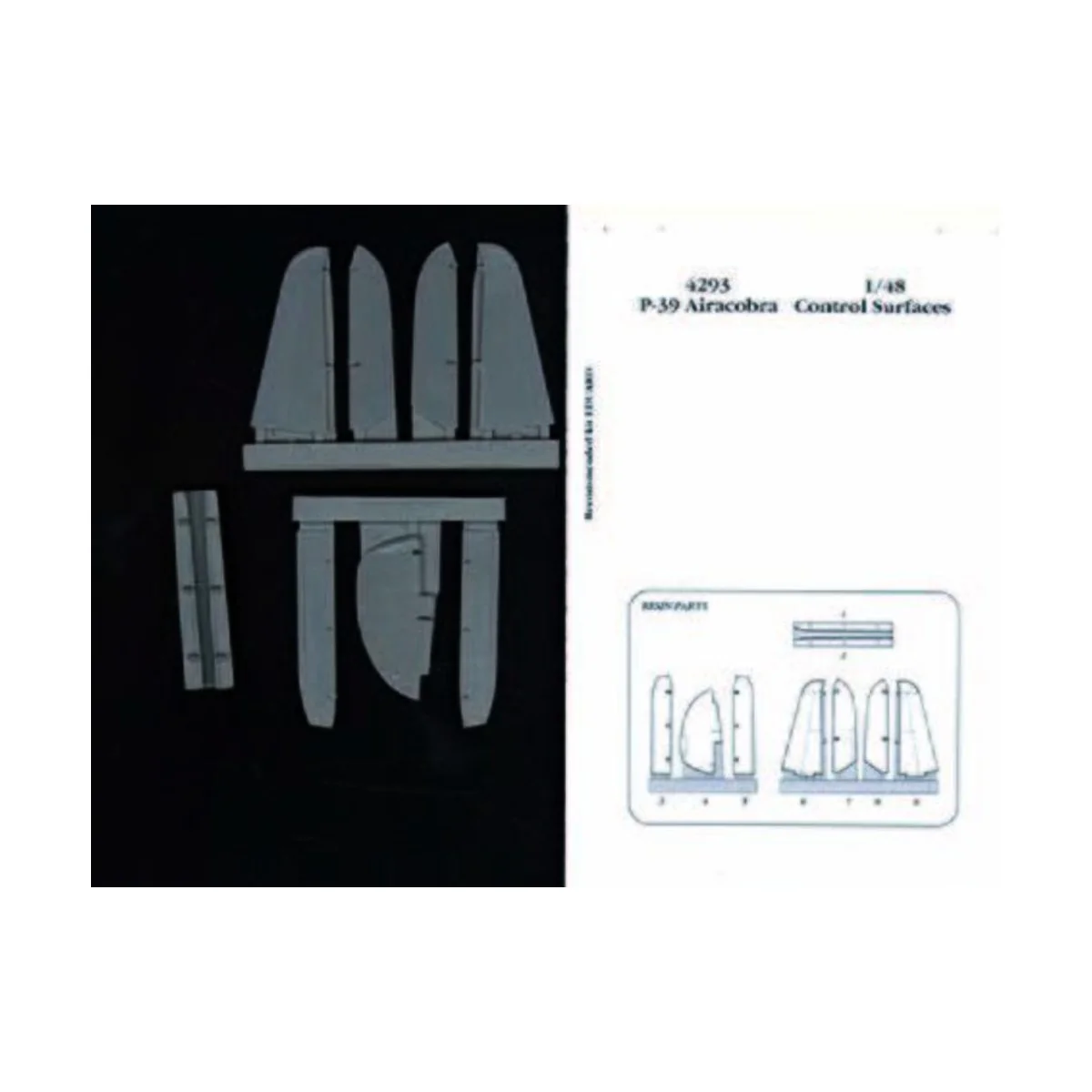 P-39 Airacobra control surfaces für Eduard-Bausatz, 1/48 - Aires 4293
