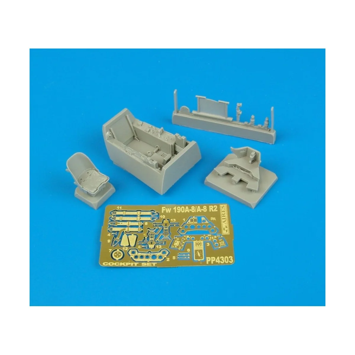 Fw 190 A-8/A-8 R2 cockpit set Für Tamiya-Bausatz, 1/48 - Aires 4303
