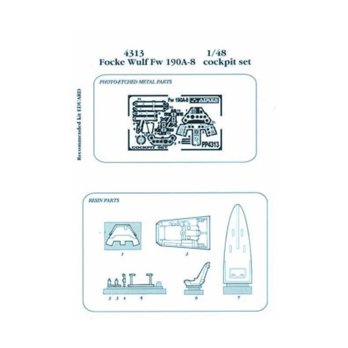 FW 190A-8 cockpit set Für Eduard-Bausatz - Aires 4313