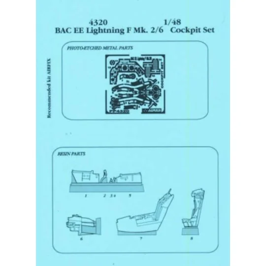 Lightning F Mk. 2/6 Cockpit Set für Airfix Bausatz, 1/48 - Aires 4320 Lightning F Mk. 2/6 Cockpit Set für Airfix Bausatz, 1/48 - Aires 4320
