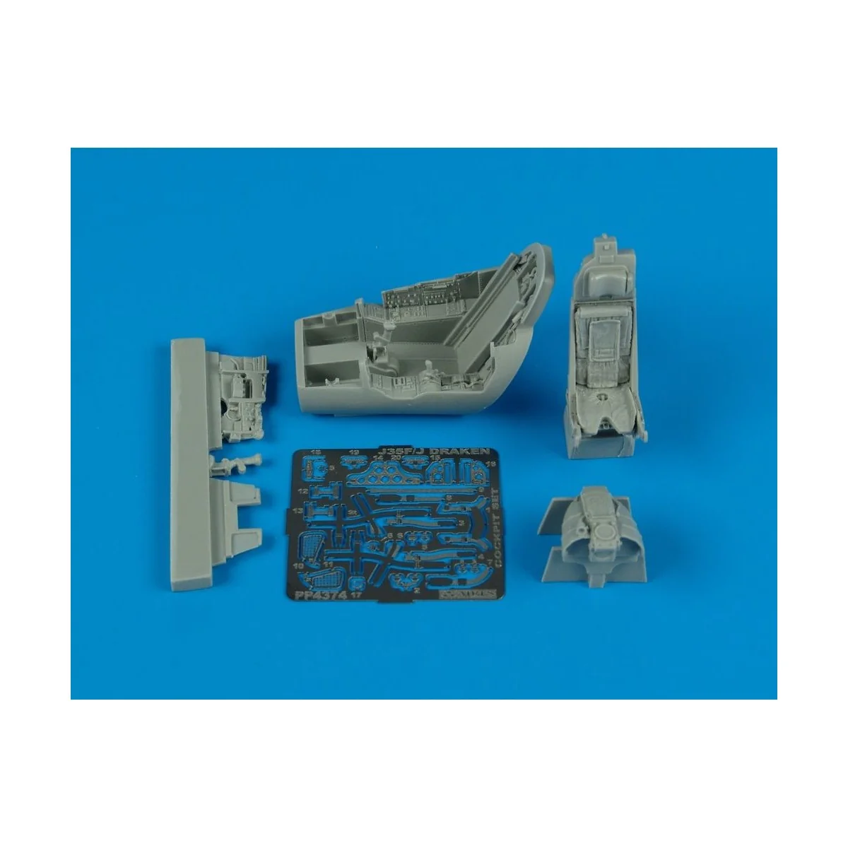 J35F/J Draken cockpit set für Hasegawa Bausatz, 1/48 - Aires 4374 J35F/J Draken cockpit set für Hasegawa Bausatz, 1/48 - Aires 4374