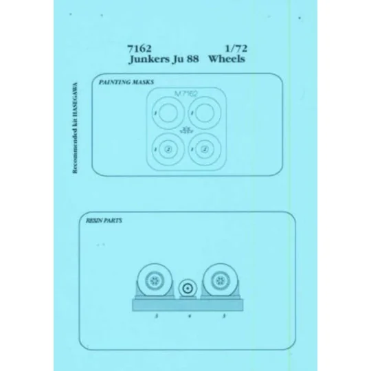 Junkers Ju 88 Räder und Maskierfolie für Hasegawa-Bausatz - Aires 7162