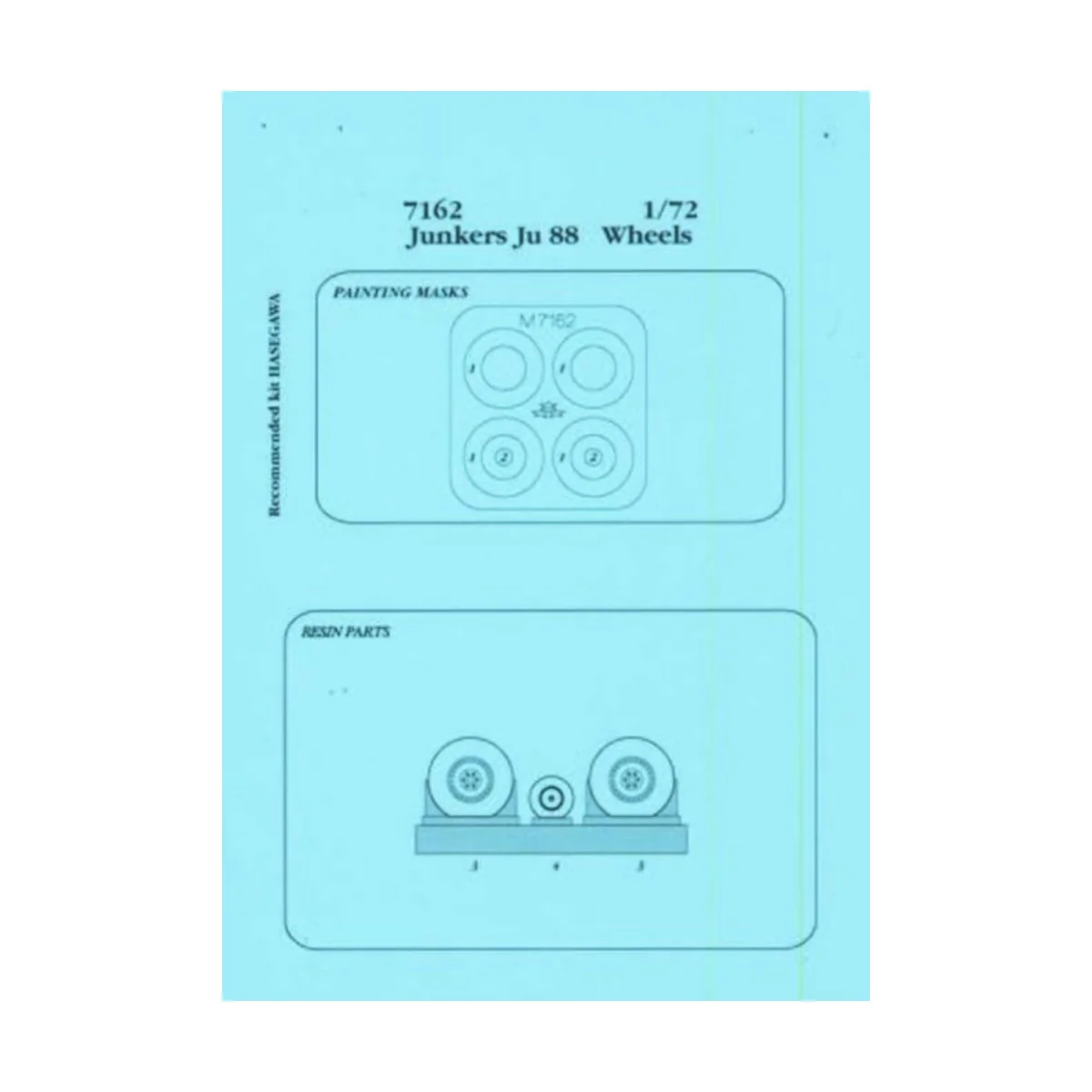 Junkers Ju 88 Räder und Maskierfolie für Hasegawa-Bausatz - Aires 7162