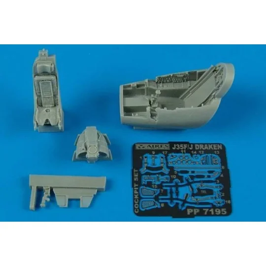J35F/J Draken cockpit set für Hasegawa Bausatz, 1/72 - Aires 7195 J35F/J Draken cockpit set für Hasegawa Bausatz, 1/72 - Aires 7195