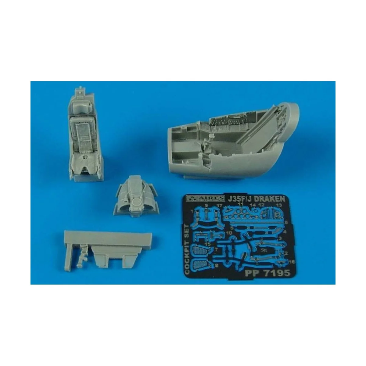 J35F/J Draken cockpit set für Hasegawa Bausatz, 1/72 - Aires 7195 J35F/J Draken cockpit set für Hasegawa Bausatz, 1/72 - Aires 7195