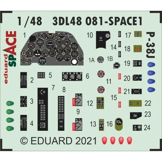 P-38J SPACE, 1/48 - Eduard Accessories 3DL48081