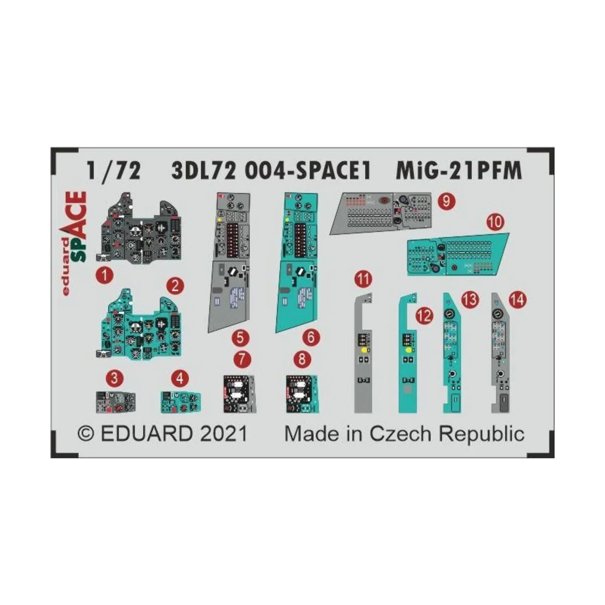 MiG-21PFM SPACE 1/72 for EDUARD, 1/72 - Eduard Accessories 3DL72004