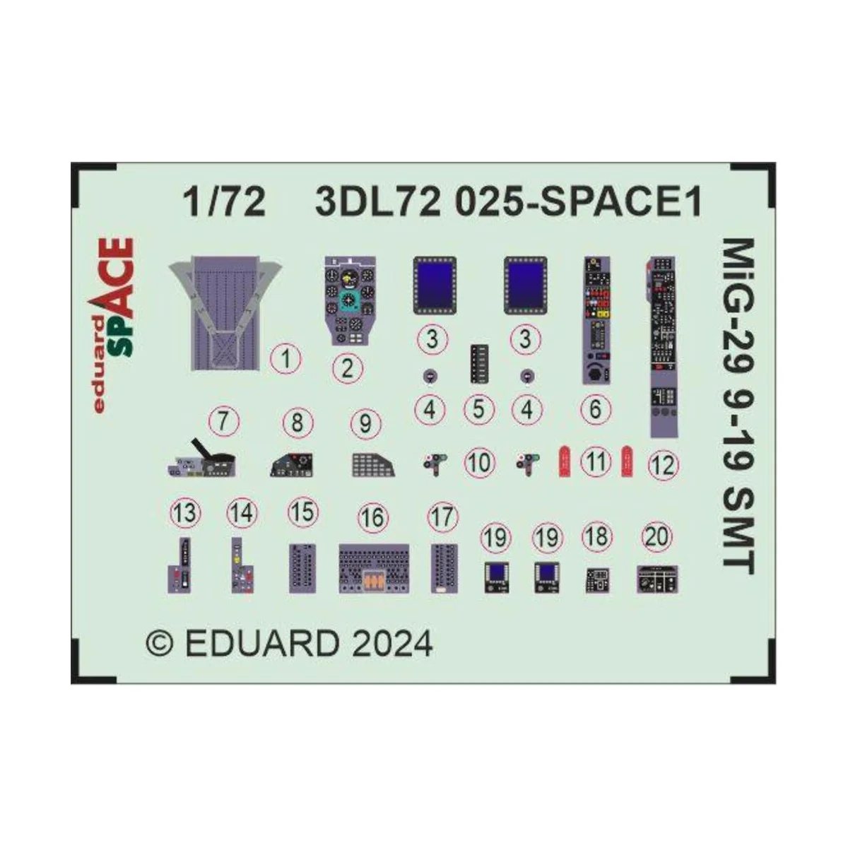 MiG-29 9-19 SMT SPACE, 1/72 - Eduard Accessories 3DL72025