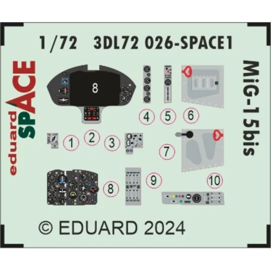 MiG-15bis SPACE, 1/72 - Eduard Accessories 3DL72026