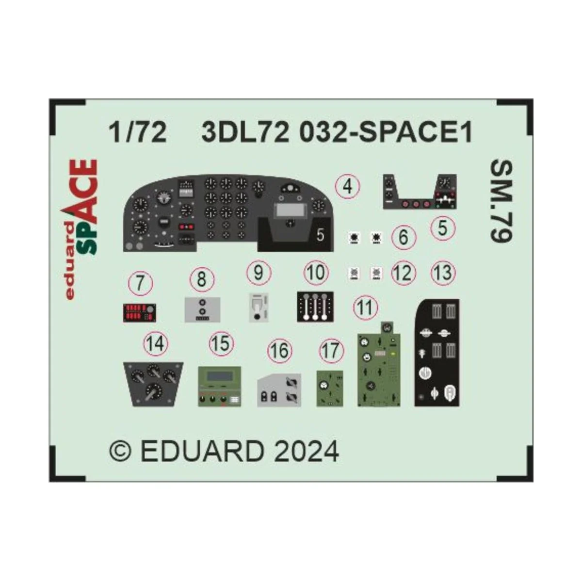 SM.79 SPACE ITALERI, 1/72 - Eduard Accessories 3DL72032