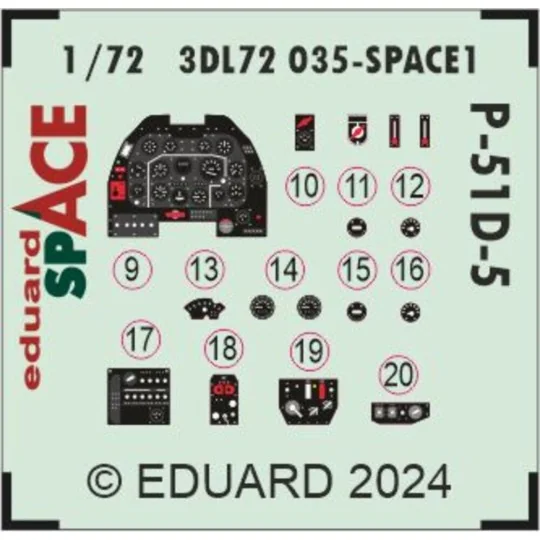 P-51D-5 SPACE, 1/72 - Eduard Accessories 3DL72035
