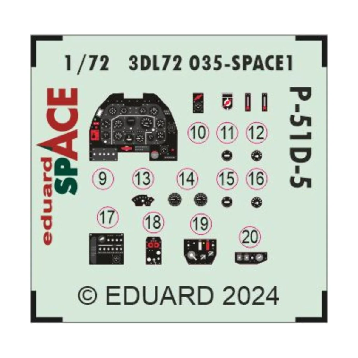 P-51D-5 SPACE, 1/72 - Eduard Accessories 3DL72035
