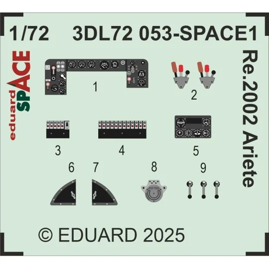Re.2002 Ariete SPACE ITALERI, 1/72 - Eduard Accessories 3DL72053
