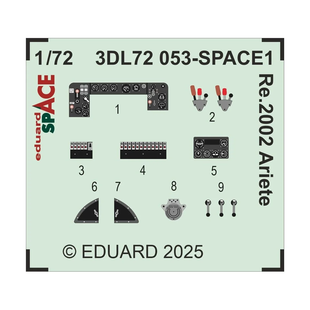 Re.2002 Ariete SPACE ITALERI, 1/72 - Eduard Accessories 3DL72053