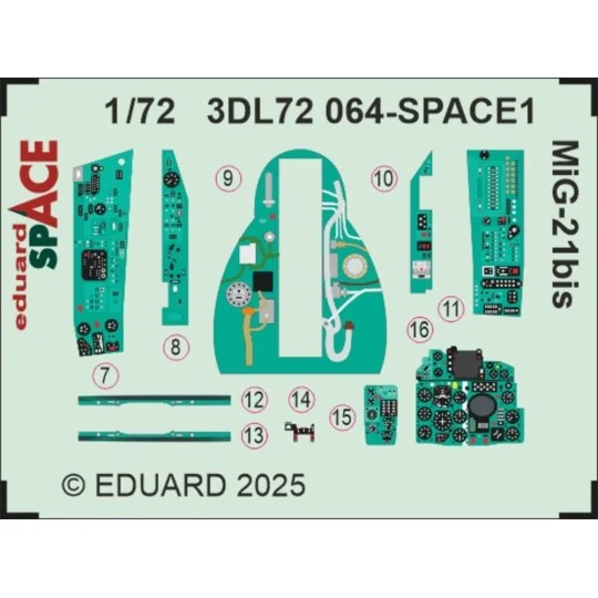 MiG-21bis SPACE EDUARD, 1/72 - Eduard Accessories 3DL72064