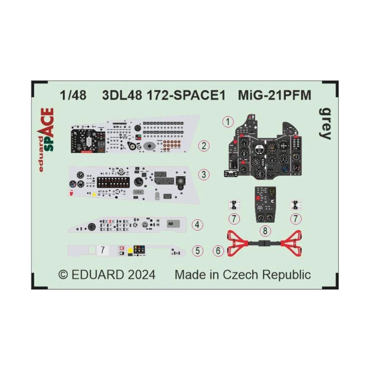 MiG-21PFM grey SPACE 1/48 EDUARD, 1/48 - Eduard Accessories 3DL48172