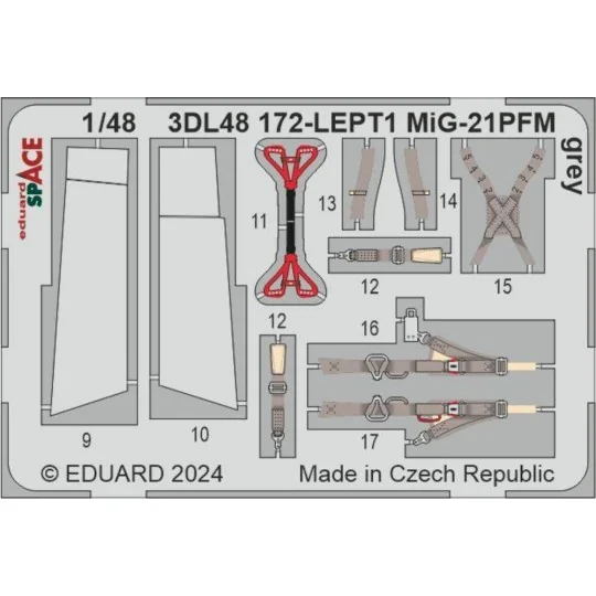 MiG-21PFM grey SPACE 1/48 EDUARD, 1/48 - Eduard Accessories 3DL48172