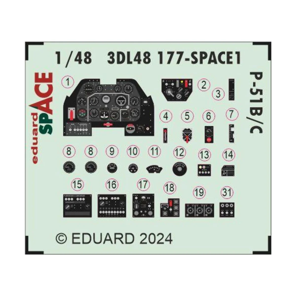 P-51B/C SPACE EDUARD, 1/48 - Eduard Accessories 3DL48177