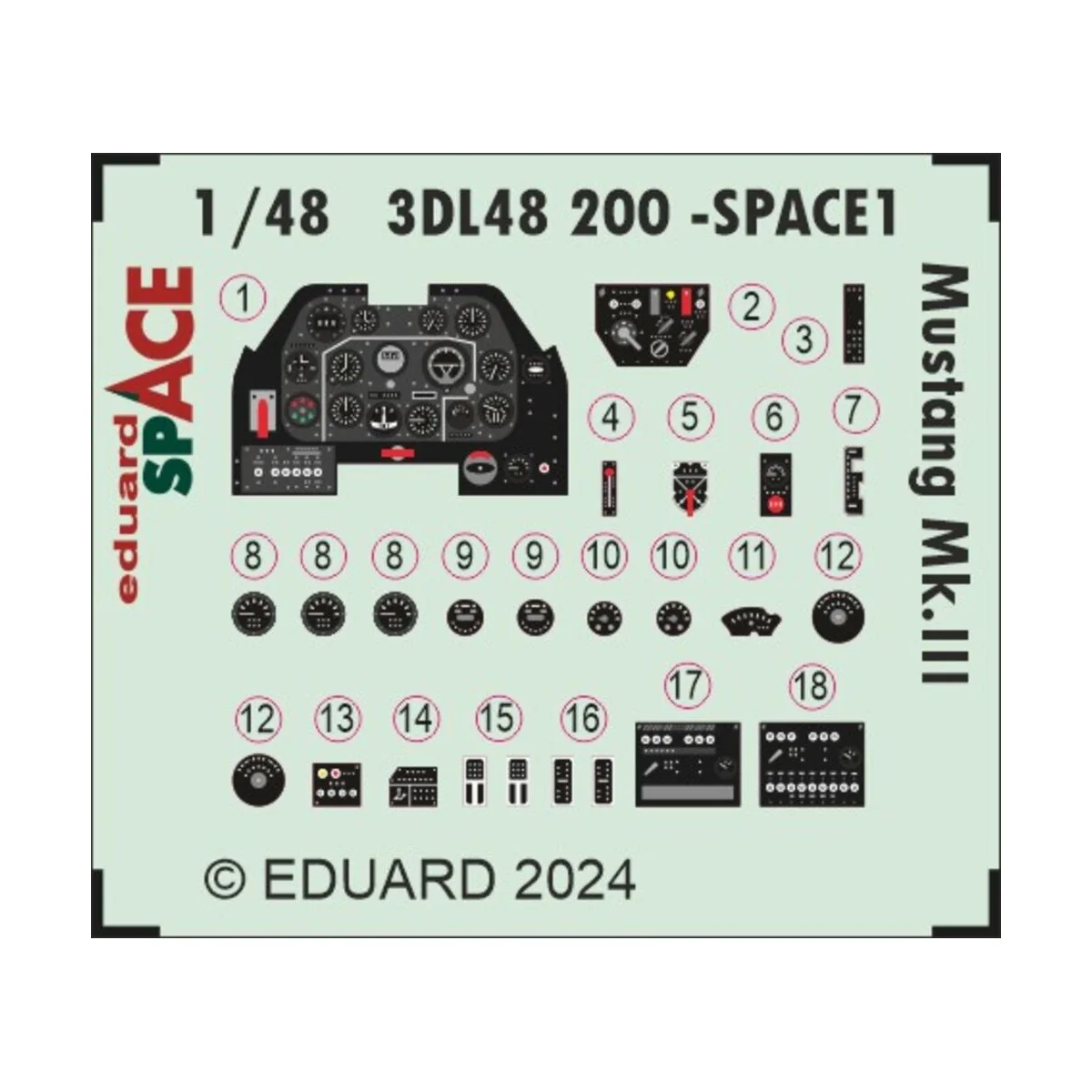 Mustang Mk.III SPACE, 1/48 - Eduard Accessories 3DL48200