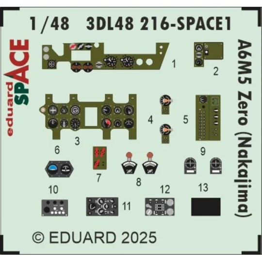 A6M5 Zero (Nakajima) SPACE FINE MOLDS, 1/48 - Eduard Accessories 3D...