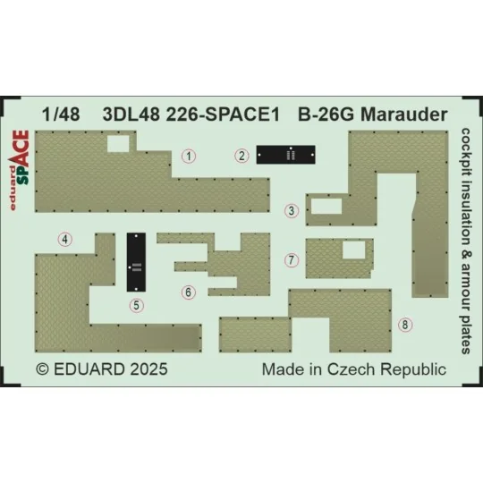 B-26G Marauder cockpit insulation & armour plates SPACE ICM, 1/48 -...