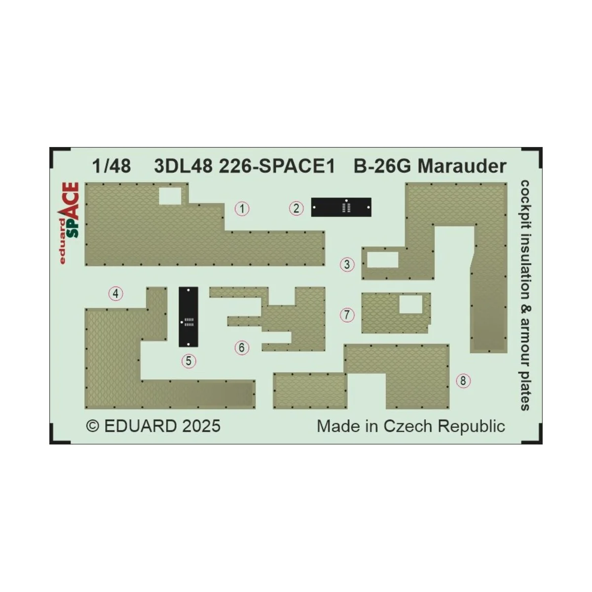 B-26G Marauder cockpit insulation & armour plates SPACE ICM, 1/48 -...