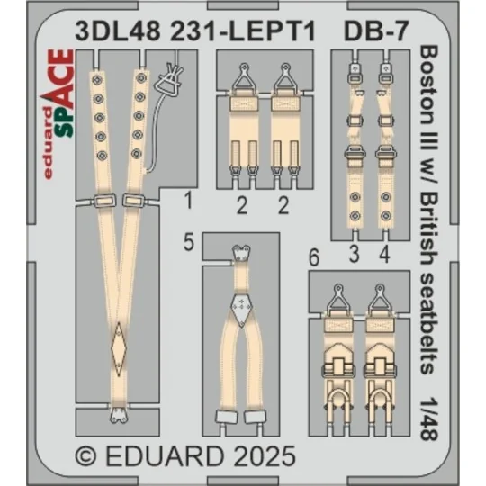 DB-7 Boston III w/ British seatbelts SPACE HKM, 1/48 - Eduard Acces...