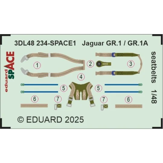 Jaguar GR.1 / GR.1A seatbelts SPACE AIRFIX, 1/48 - Eduard Accessori... Jaguar GR.1 / GR.1A seatbelts SPACE AIRFIX, 1/48 - Eduard Accessori...