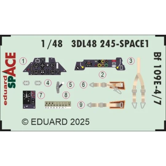 Bf 109E-4/7 SPACE TAMIYA, 1/48 - Eduard Accessories 3DL48245