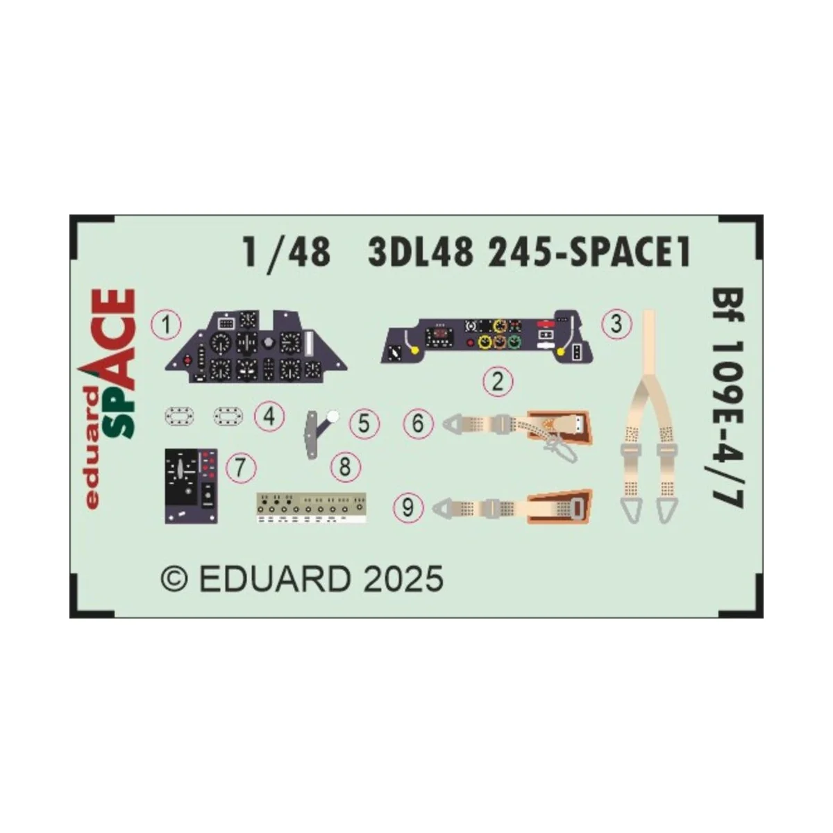 Bf 109E-4/7 SPACE TAMIYA, 1/48 - Eduard Accessories 3DL48245