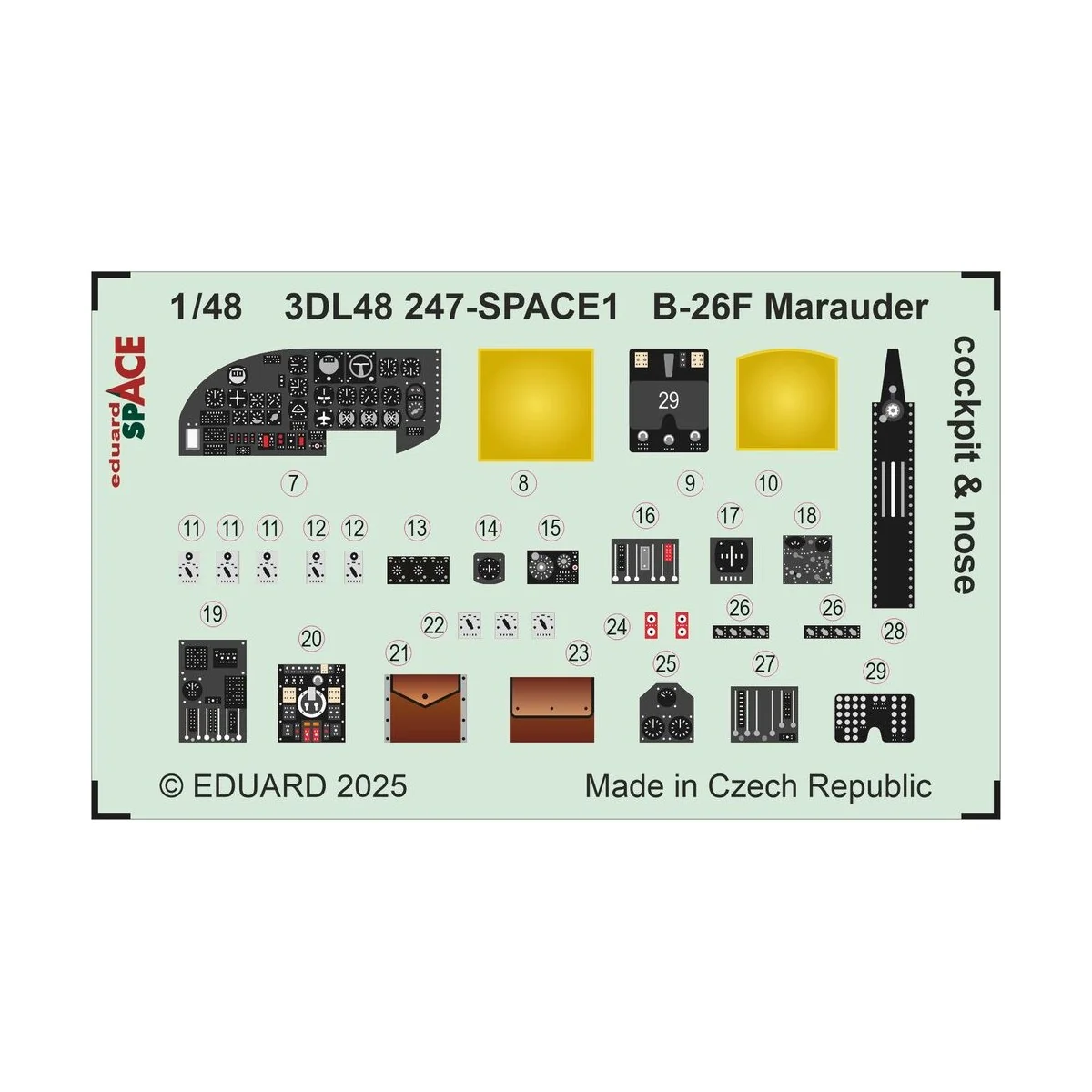 B-26F Marauder cockpit & nose SPACE ICM - Eduard Accessories 3DL48247