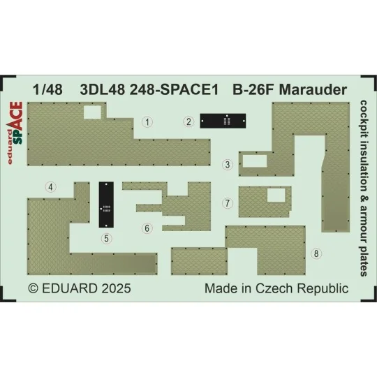 B-26F Marauder cockpit insulation & armour plates SPACE ICM, 1/48 -...