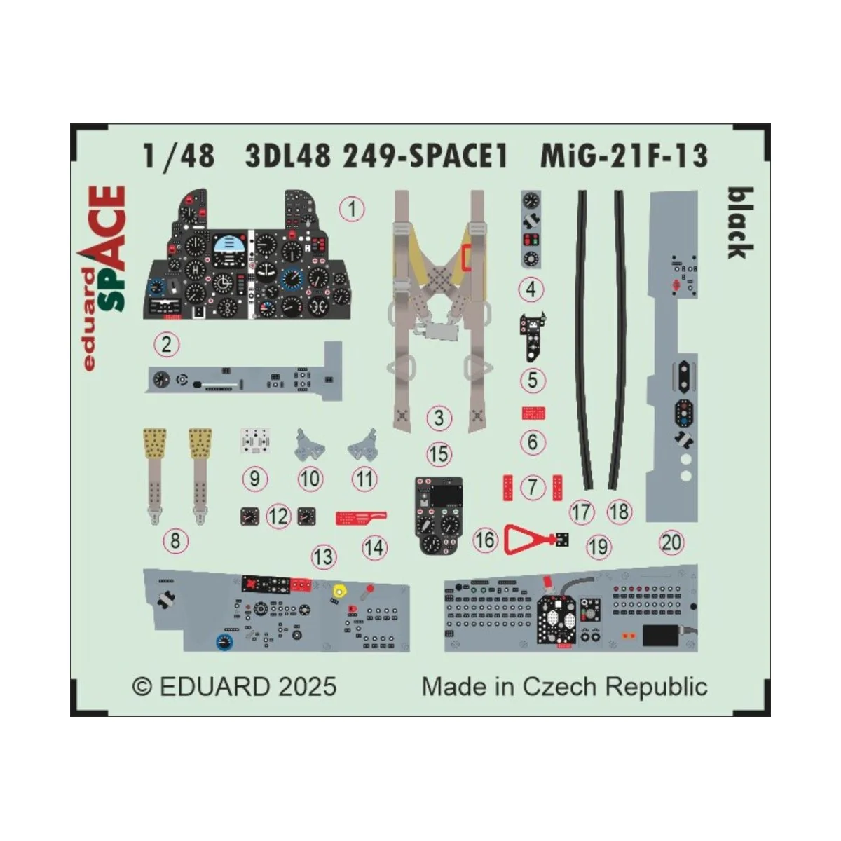 MiG-21F-13 black SPACE 1/48 for Eduard - Eduard Accessories 3DL48249