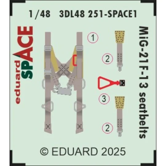 MiG-21F-13 seatbelts SPACE 1/48 for Eduard - Eduard Accessories 3DL...