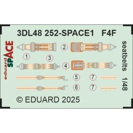 F4F seatbelts SPACE 1/48 for Eduard, 1/48 - Eduard Accessories 3DL4...