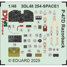 P-47D Razorback SPACE for Miniart, 1/48 - Eduard Accessories 3DL48254