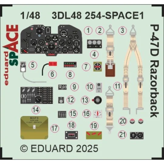 P-47D Razorback SPACE for Miniart, 1/48 - Eduard Accessories 3DL48254 P-47D Razorback SPACE for Miniart, 1/48 - Eduard Accessories 3DL48254