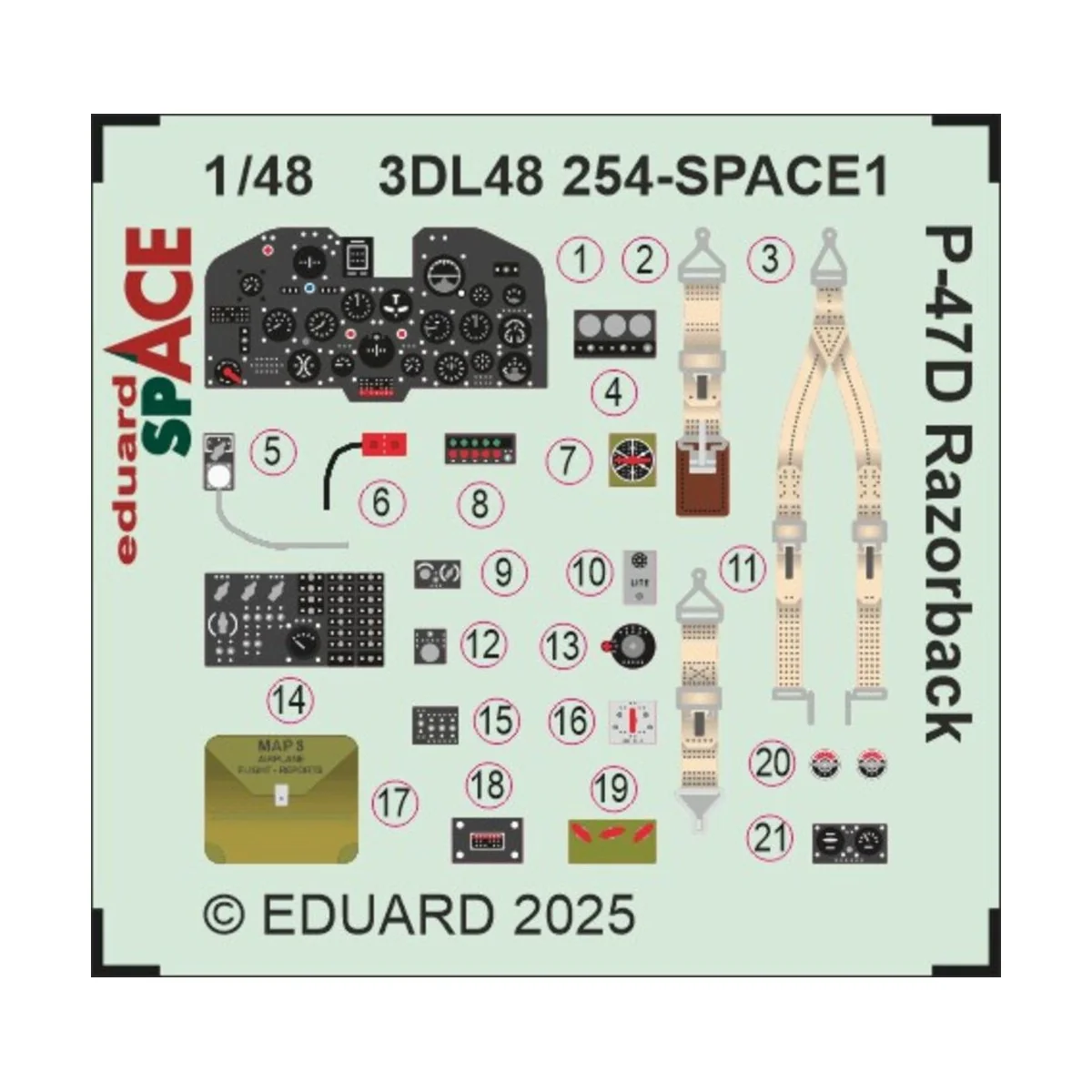 P-47D Razorback SPACE for Miniart, 1/48 - Eduard Accessories 3DL48254 P-47D Razorback SPACE for Miniart, 1/48 - Eduard Accessories 3DL48254