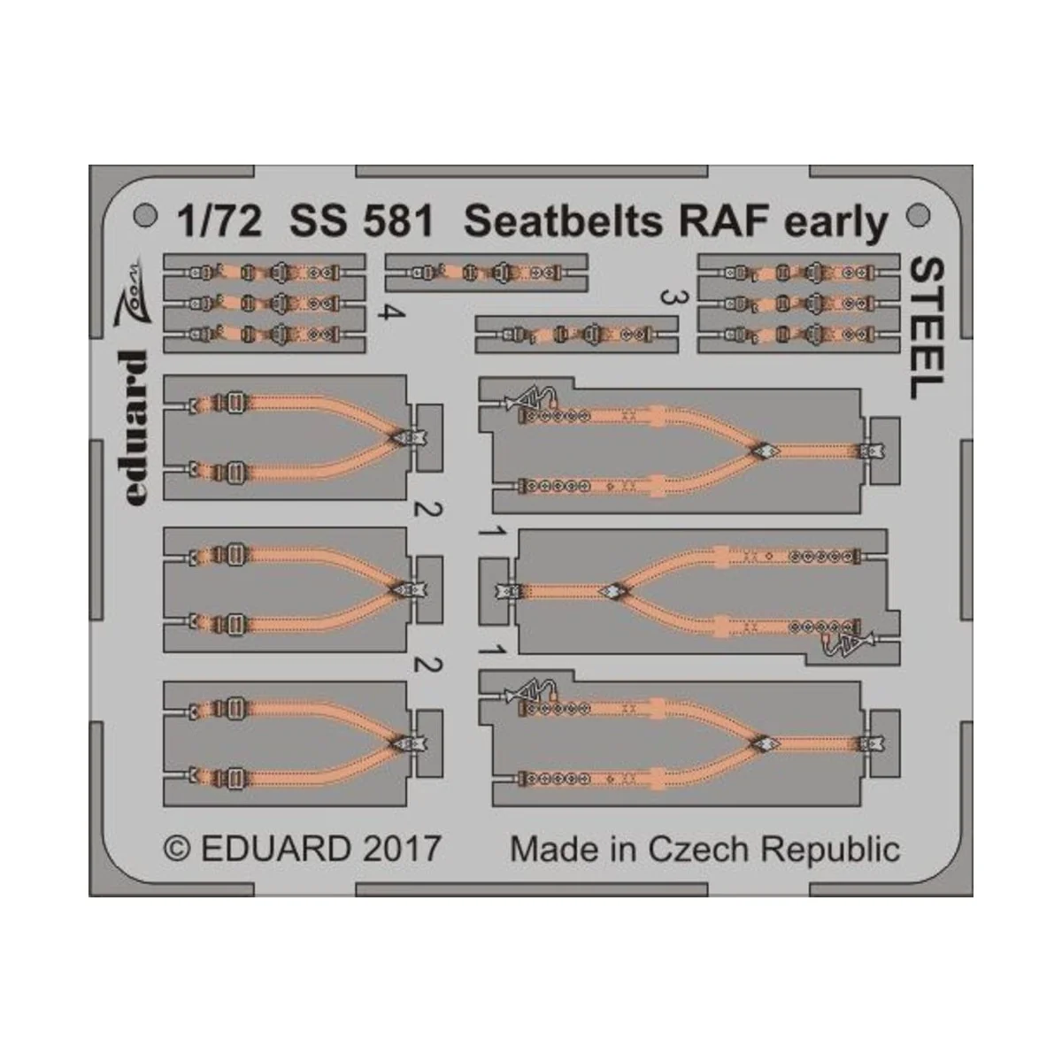 Seatbelts RAF early STEEL, 1/72 - Eduard Accessories SS581