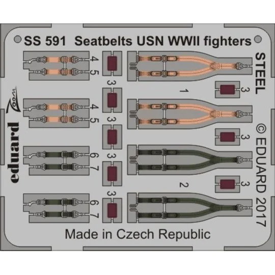 Seatbelts USN WWII fighters STEEL - Eduard Accessories SS591
