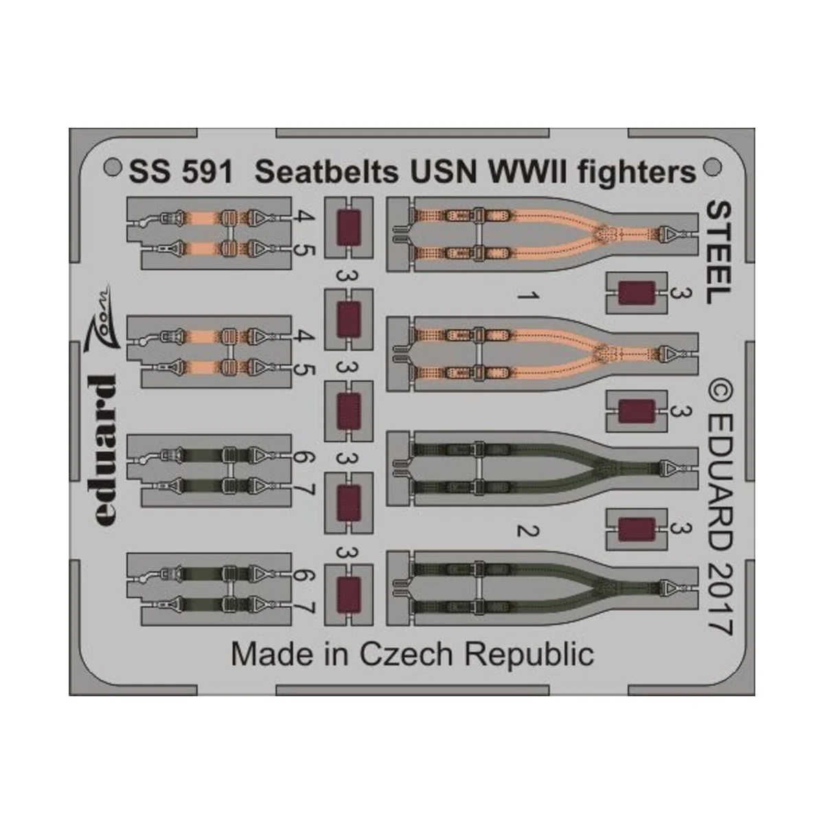 Seatbelts USN WWII fighters STEEL - Eduard Accessories SS591