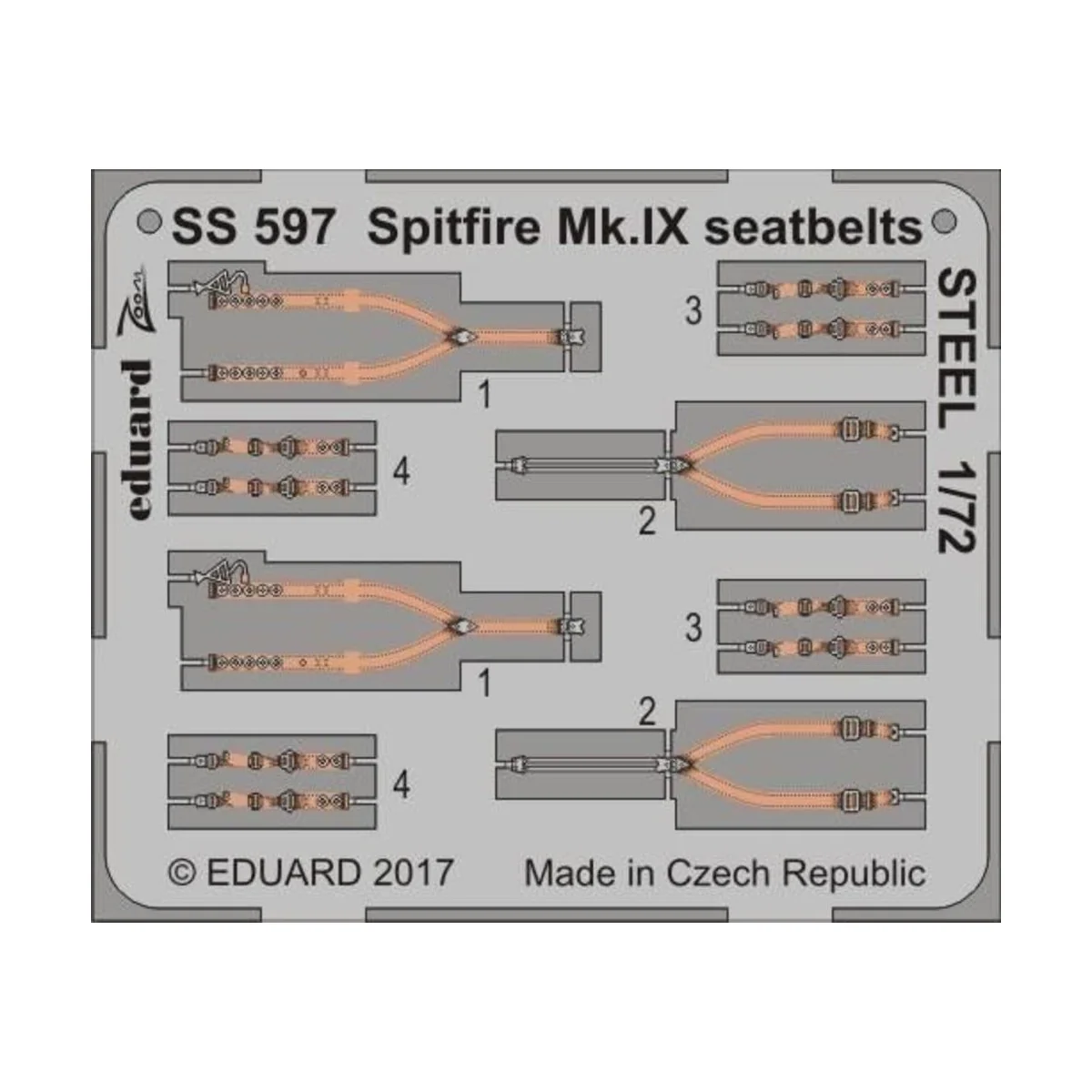 Spitfire Mk.IX seatbelts STEEL f.Eduard - Eduard Accessories SS597