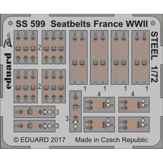 Seatbelts France WWII STEEL, 1/72 - Eduard Accessories SS599 Seatbelts France WWII STEEL, 1/72 - Eduard Accessories SS599