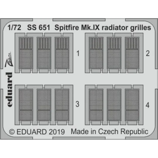 Spitfire Mk.IX radiator grilles f.Eduard - Eduard Accessories SS651